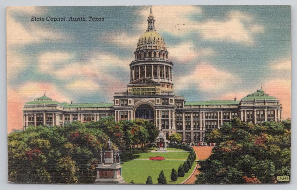 Austin Texas State Capitol Building Linen Postcard Vintage