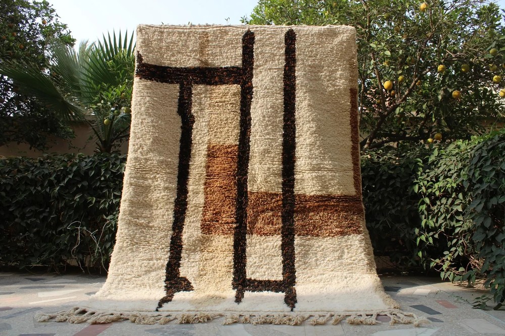 New Design Moroccan Berber Beni Ourain Wool Color As Photos Handmade Carpet Rug