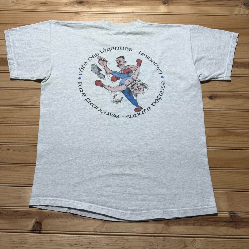 Vintage 90s Savate Boxe Francaise Lesneven France Cartoon Graphic T-Shirt Large