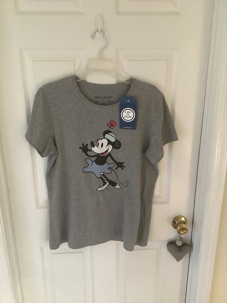 Life is Good Steamboat Willie Minnie Mouse Women’s Crusher T-Shirt Size L, NWT
