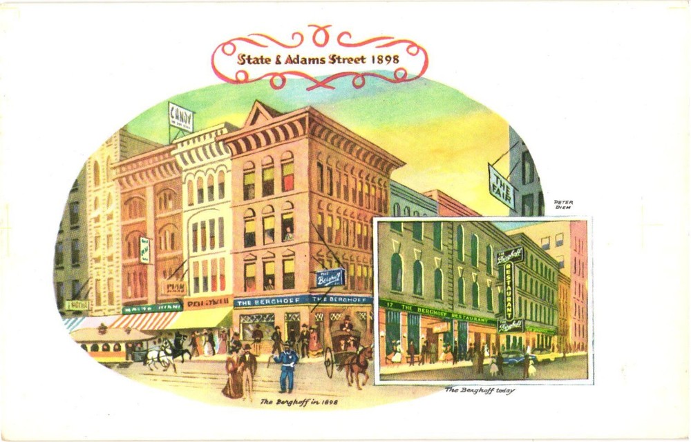 Chicago Illinois The Berghoff Restaurant State & Adams Street 1898 Postcard