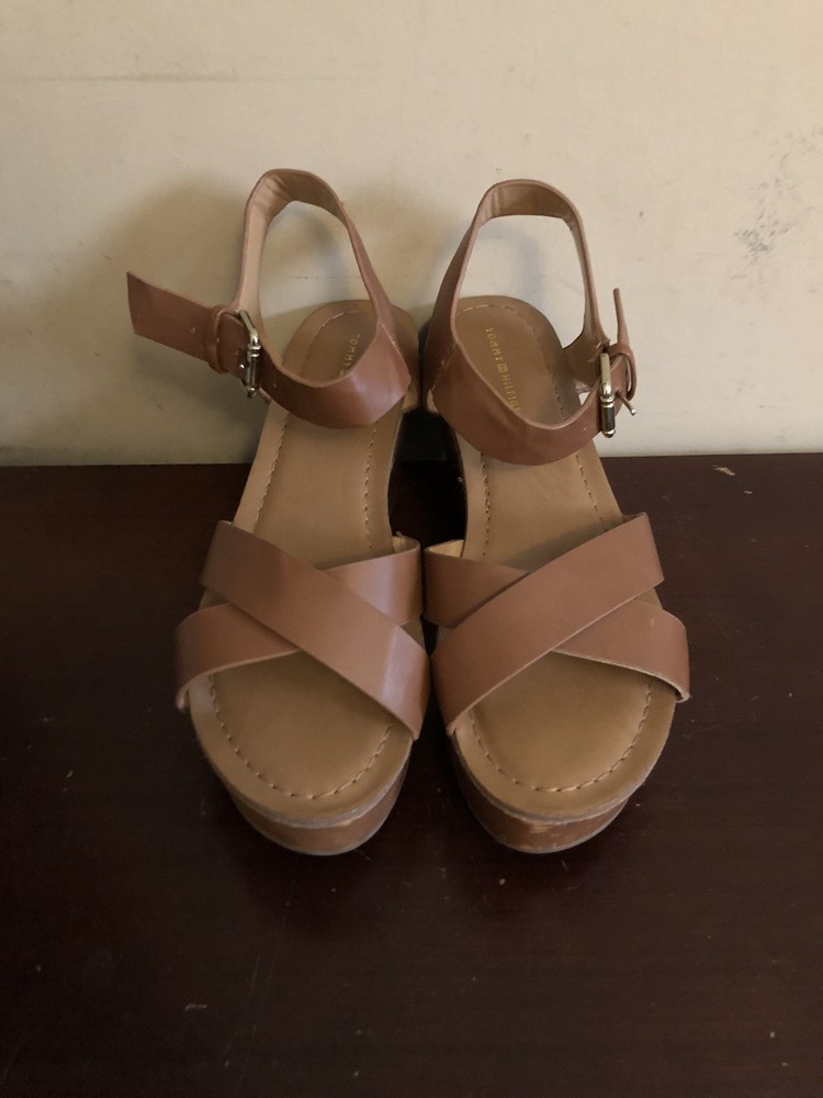 TOMMY HILFIGER Wilo Wedge Platform Sandals Brown Women's Size 7M