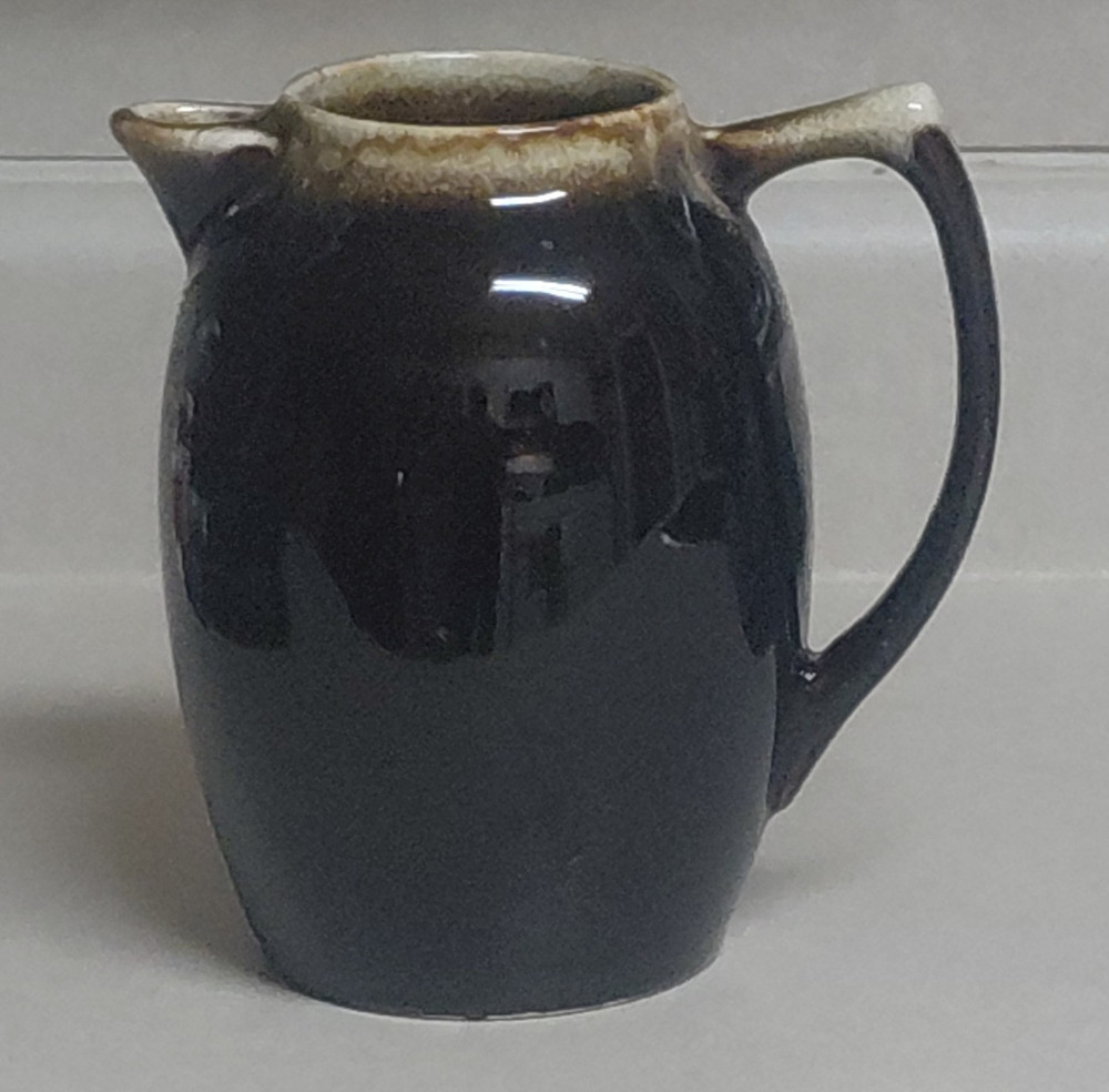 Pfaltzgraff Glossy Dark Brown Ceramic Pitcher Round Pottery with Handle 6in