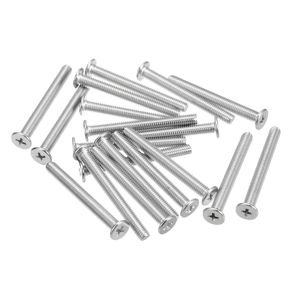M5-0.8 x 45mm 30Pcs Metal Flat Round Head Screws Phillips Drive Machine Bolt