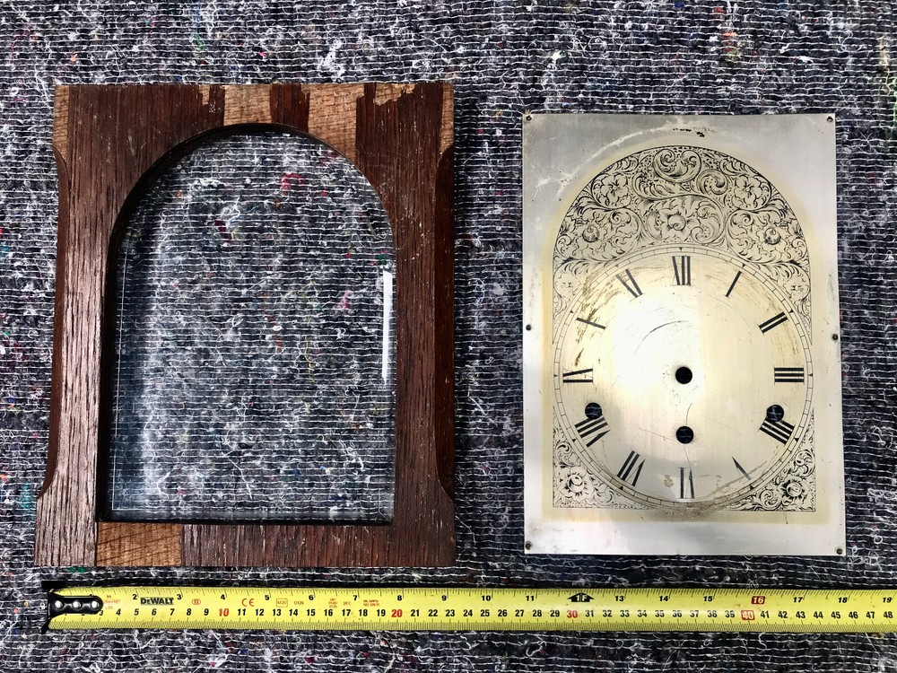 Antique Bracket Clock Oak Door Frame Bevelled Glass & Dial