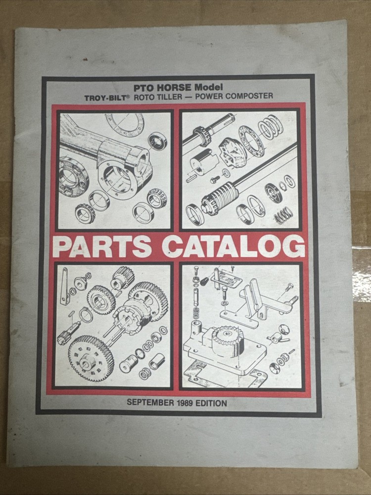 Troy Bilt Roto Tiller Power Composter PTO Horse Model Parts Catalog Sept. 1989