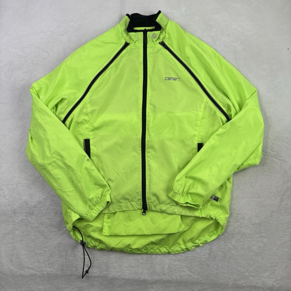 Canari Neon Green Long Sleeve Full Zip Long Sleeve Cycling Jacket Men's Medium