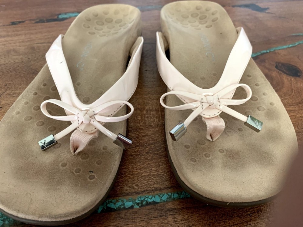 Vionic Orthaheel Bella II Blush Pink Flip Flops with Bow Size 9 Comfortable Supportive Sandals