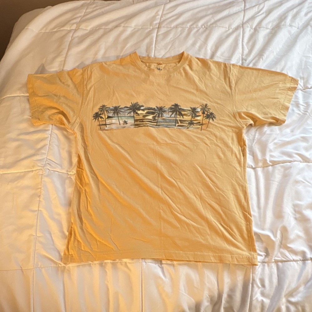 Newport Blue Men's Yellow Palm Tree Graphic Crew Neck Short Sleeve T-Shirt XL
