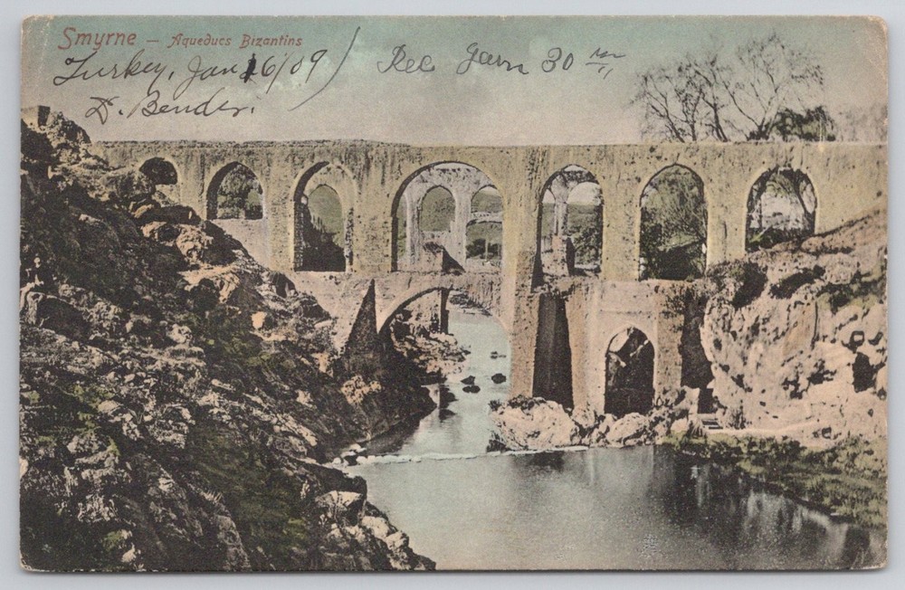 1909 Smyrne Turkey Byzantine Aqueduct Postcard Posted to USA