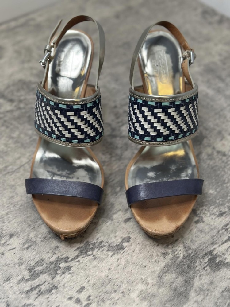 Coach Woven Leather Slingback Heels for Women