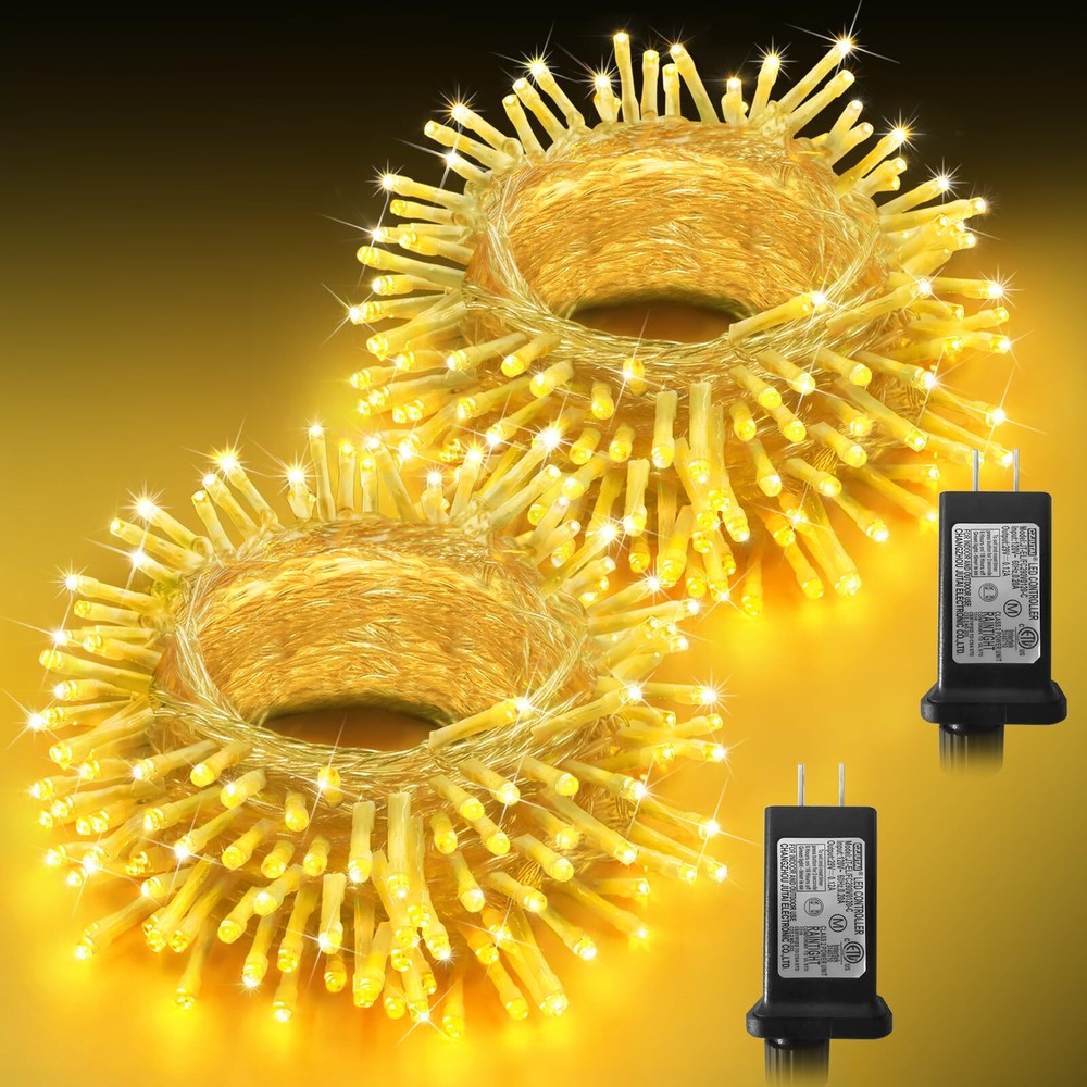 2-Pack Christmas String Lights Indoor Plug in, Total 120FT 360LED Warm White ...