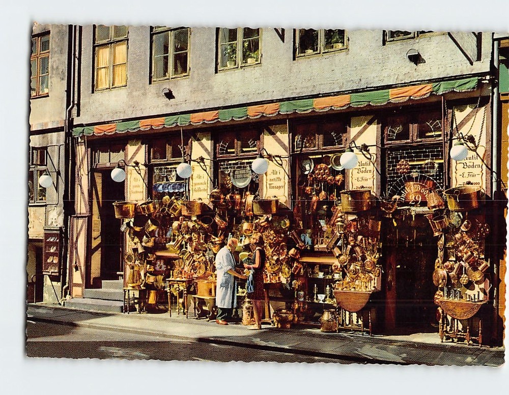 Postcard Antiqueshop Fiolstræde Copenhagen Denmark