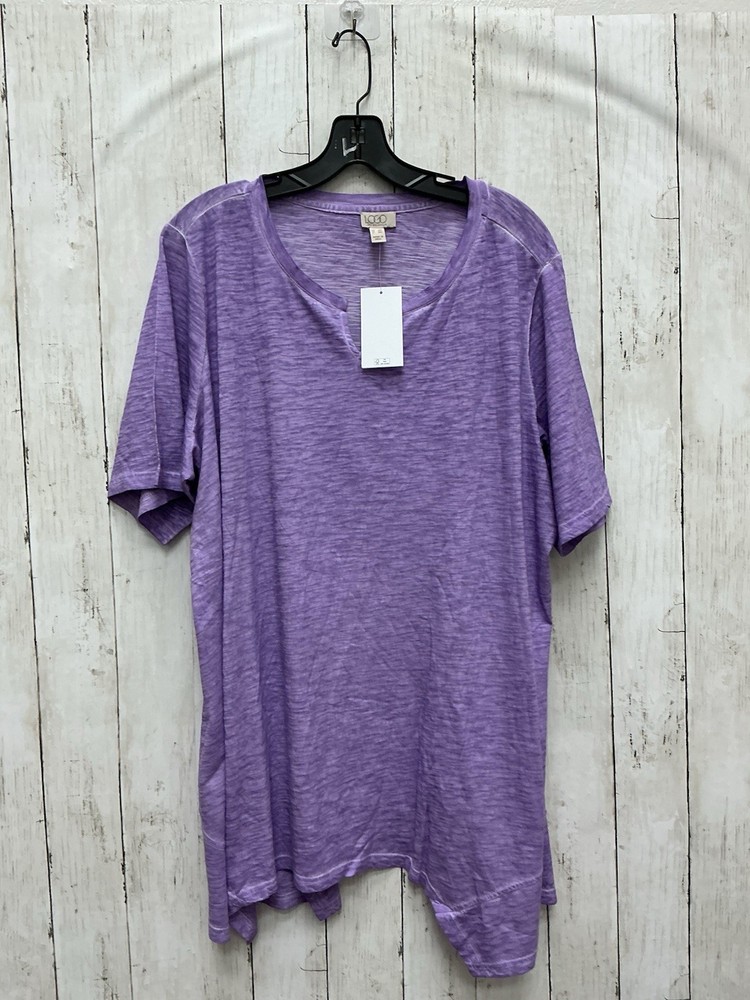 LOGO Lori Goldstein Purple V-Neck Short Sleeve Top XXL 0506–235