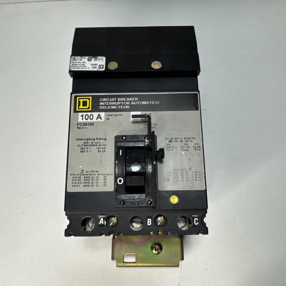 FC34100 100 Amp Square D I Line 480V 3P Breaker🟦