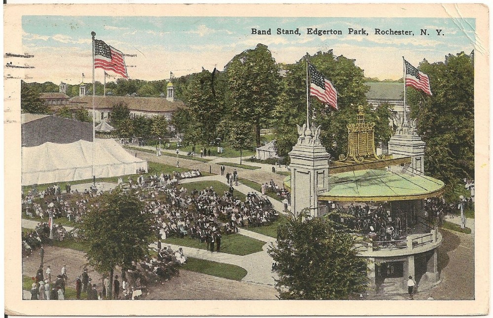 Band Stand at Edgerton Park in Rochester NY Postcard 1927