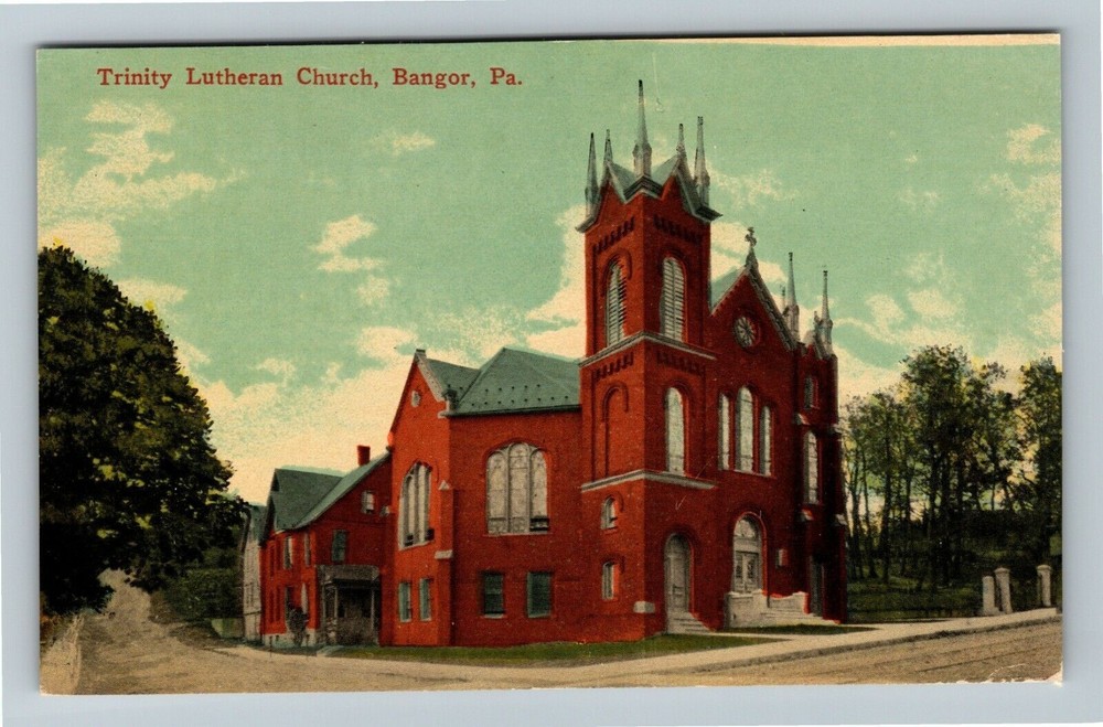 Bangor PA-Pennsylvania, Trinity Lutheran Church Vintage Souvenir Postcard