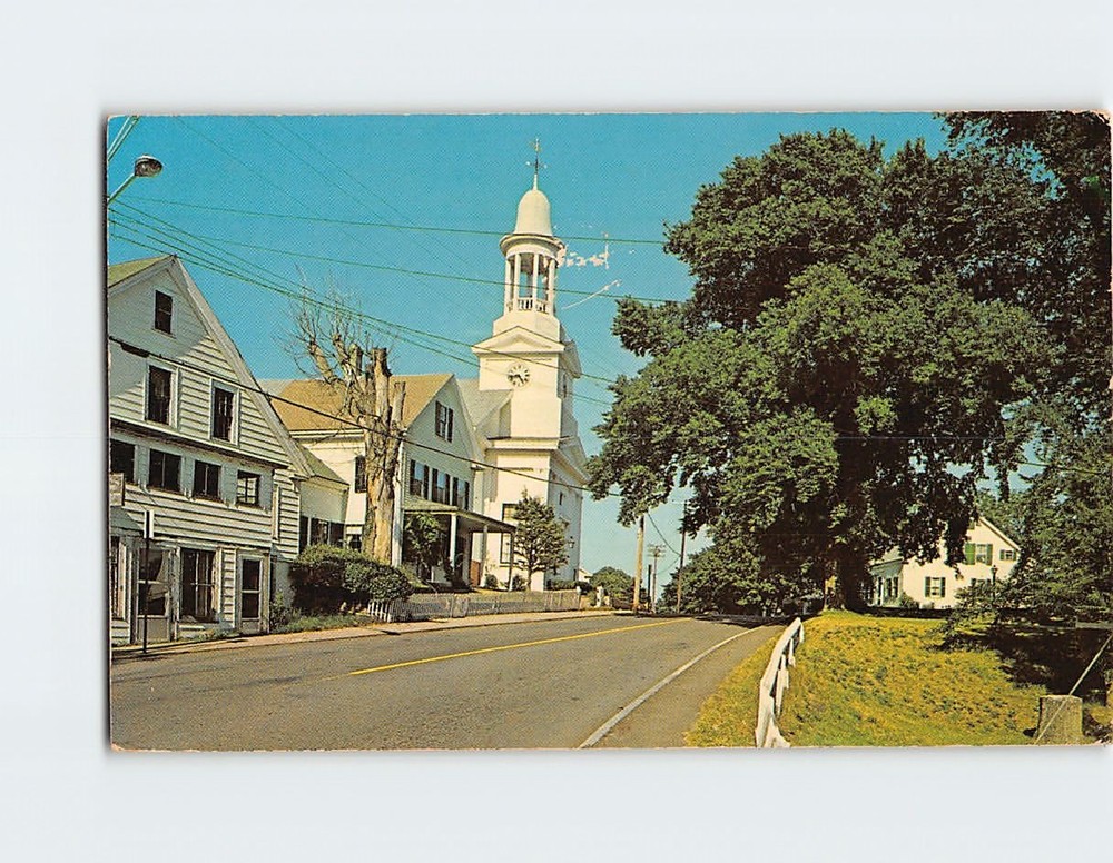 Postcard Main Street and Congregational Church Wellfleet Cape Cod Massachusetts