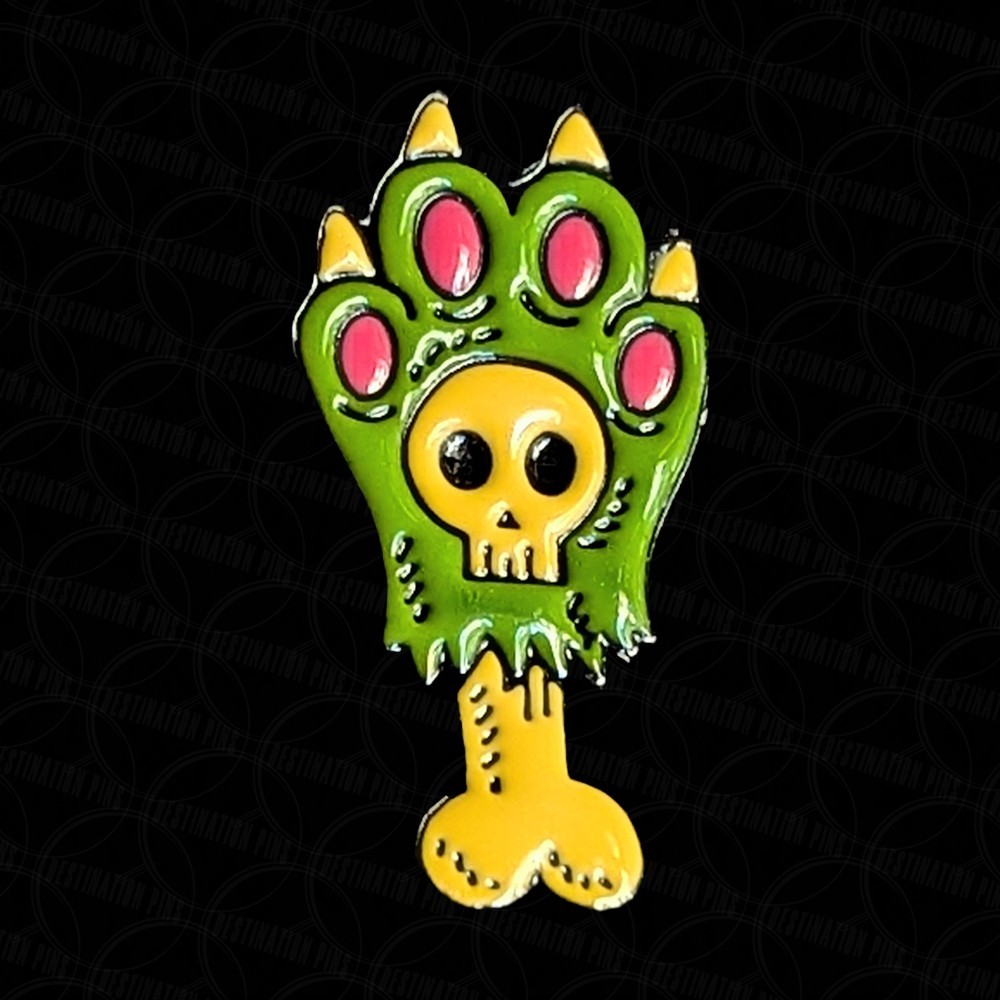 Zombie Skull Kitty Cat Claw Cute And Spooky Enamel Pin