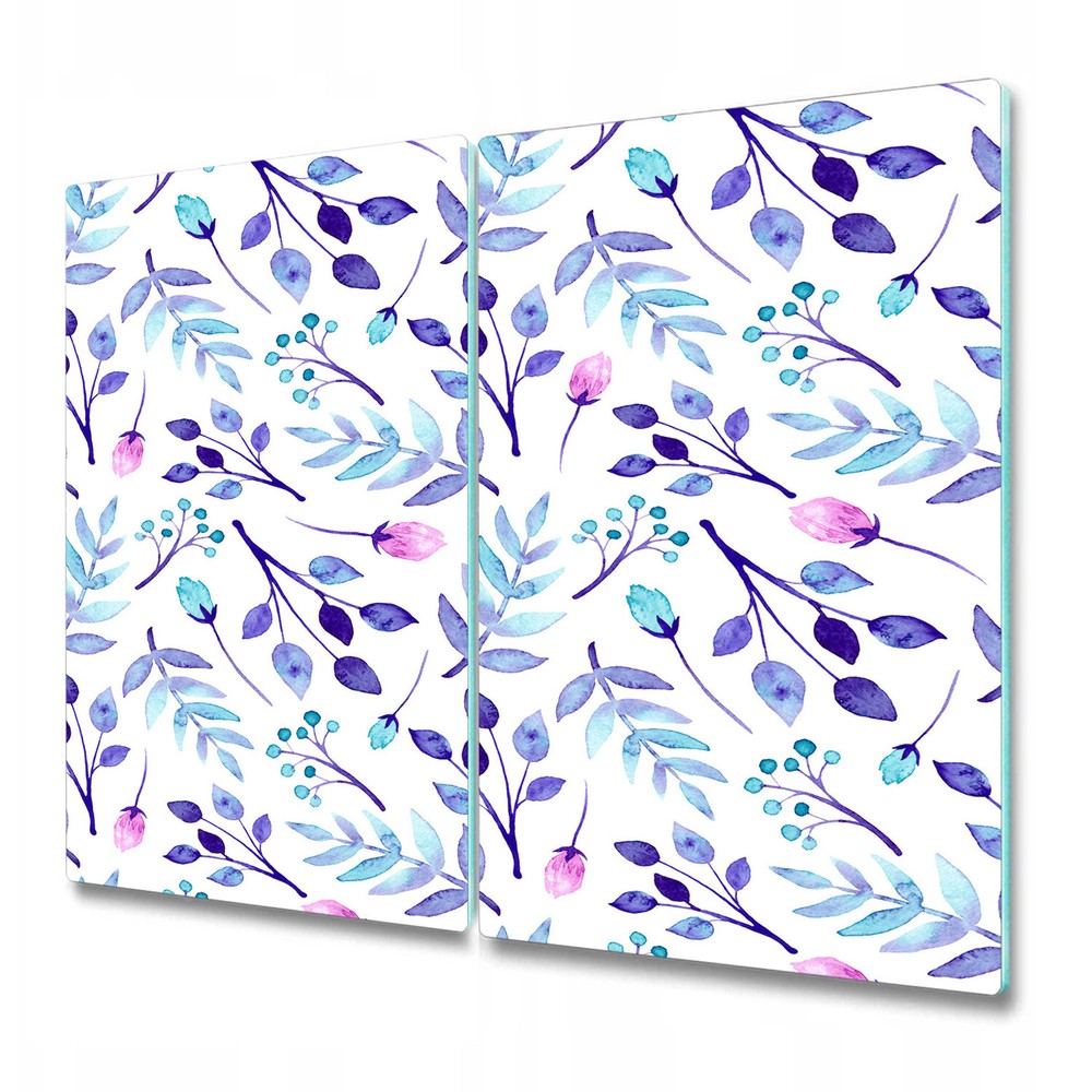Glass Induction Cover Blue and pink flowers purple blue and pink 2x30x52