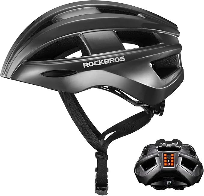 ROCKBROS Bike Helmet with USB Rechargeable Light Adults Lightweight Size 55-60cm