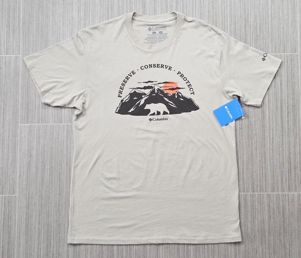 NEW with Tags Columbia Graphic T-Shirt Men's Size Large Light Brown/Orange