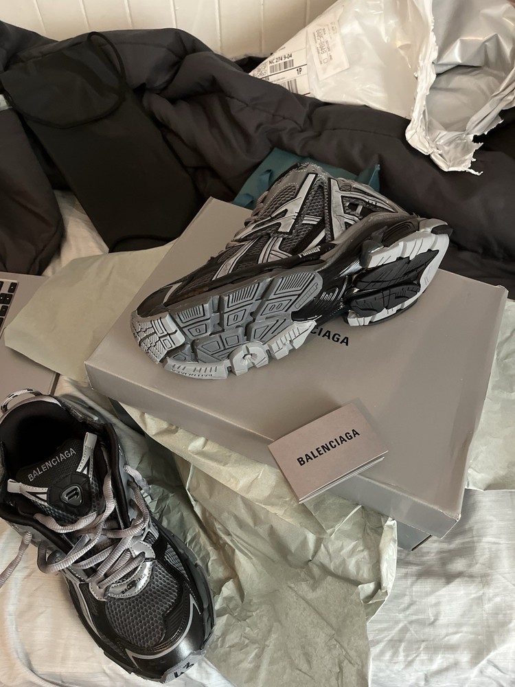 Balenciaga Runner Men's Gray/Black Low Top Athletic Sneakers Mesh/Synthetic
