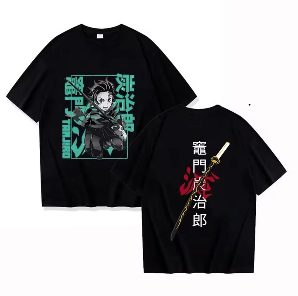 Demon Slayer Black Tee Tanjiro T-shirt Unisex Men and Women Manga Anime