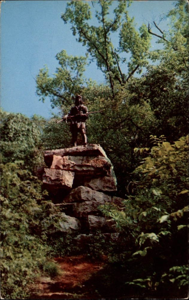 Louisville Kentucky Cherokee Park Daniel Boone Statue mailed 1956 postcard