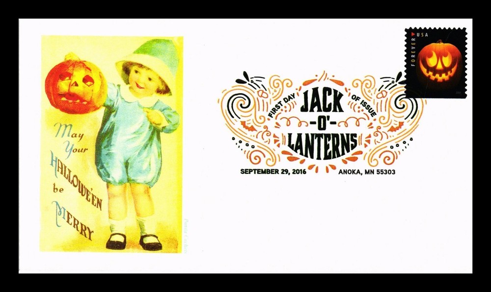Dr Jim Stamps Us Cover Halloween Jack O Lanterns First Day Issue Panda Cachet
