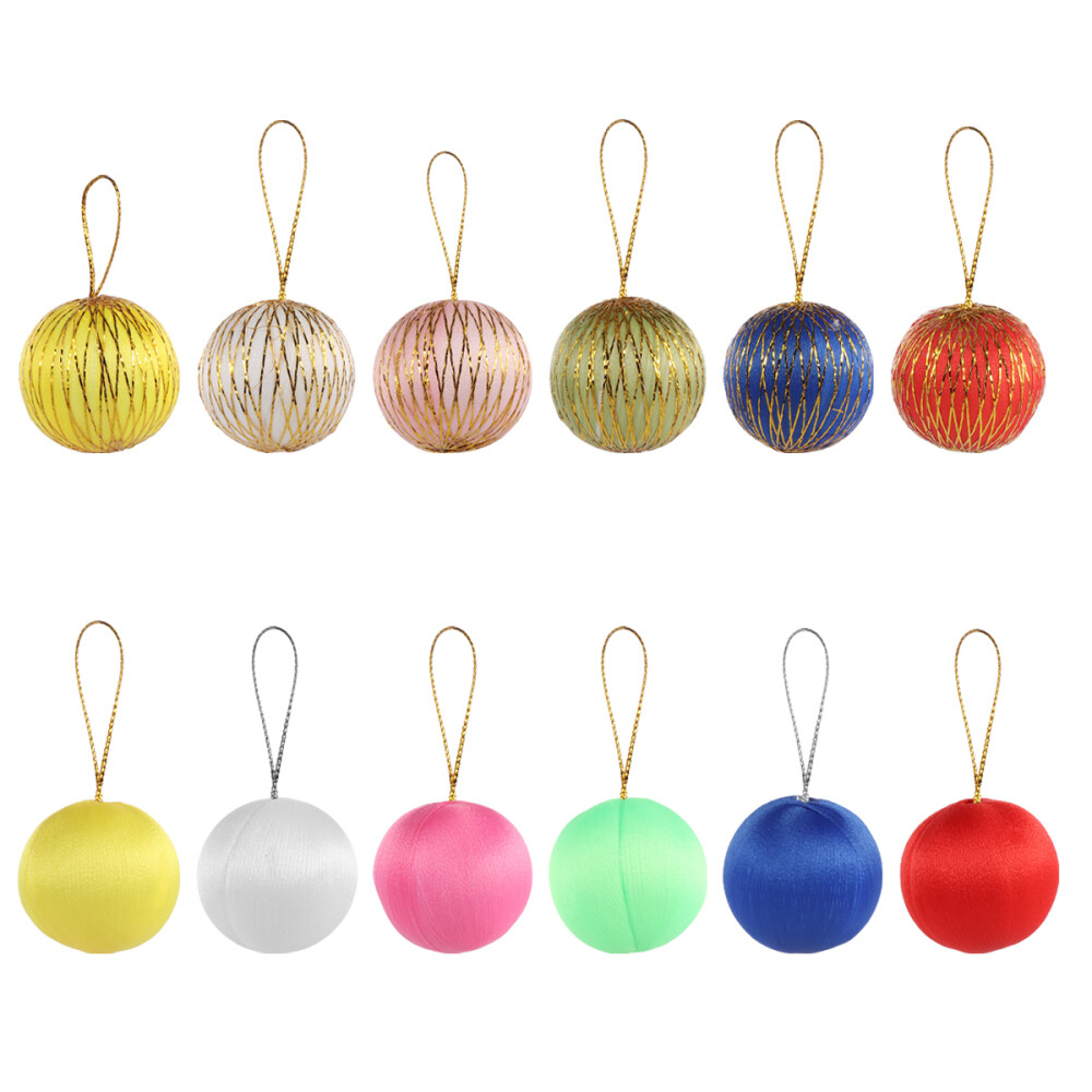 48 Pcs Silk Christmas Ornaments Kit Balls Colorful Theme Decorations