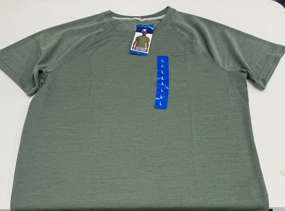 Champion Men's Crewneck Short Sleeve Classic Tee, Green, Size L