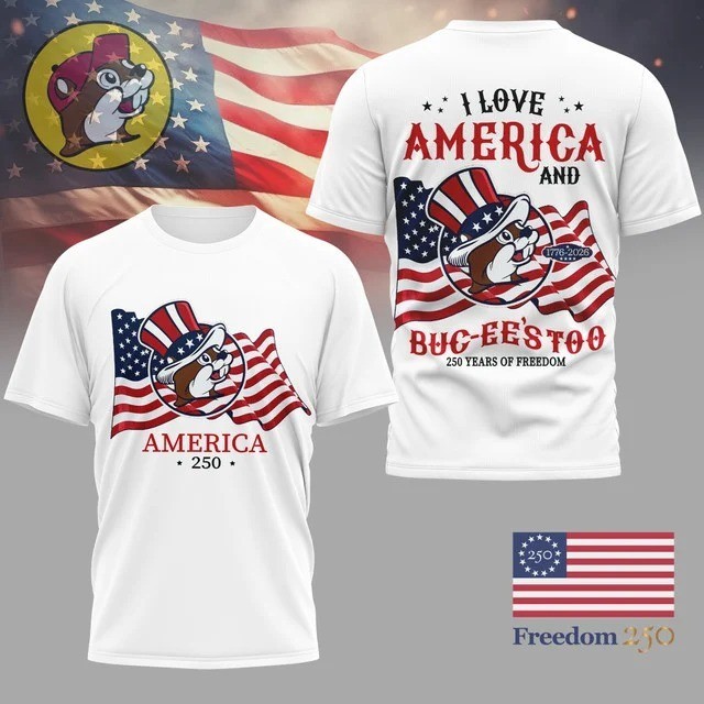 Buc-ee's America 250th Anniversary T-Shirt 250 Years of Freedom Patriotic White