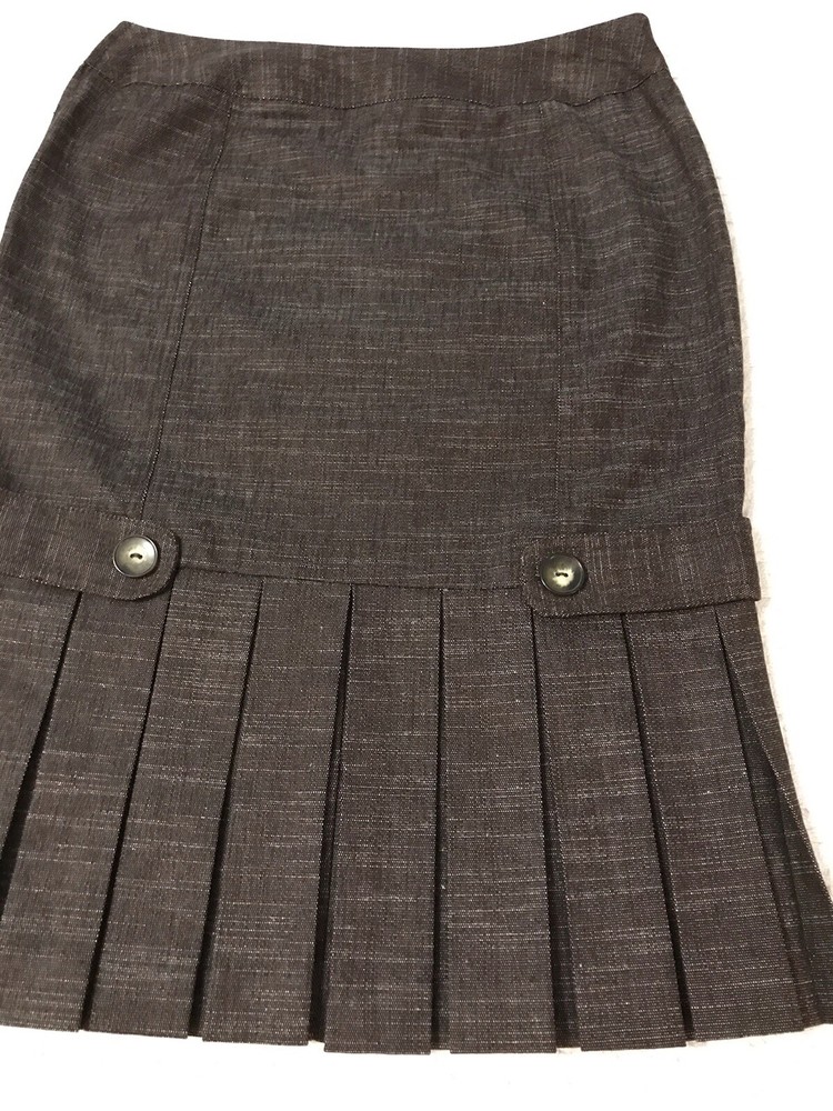 BCX Pleated Straight Tweed Look Skirt Women Sz 3 Heathered Brown Preppy Academia