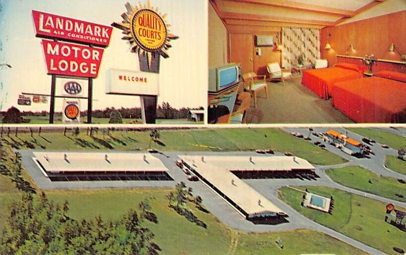 Postcard NY: Landmark Motor Lodge, Multiview, Glens Falls, New York, Unposted