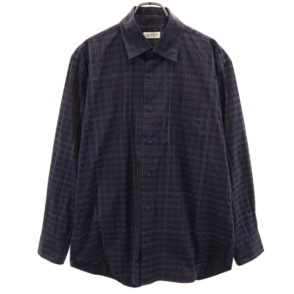 LANVIN LA COLLECTION made in Japan Check Pattern Long sleeve Cotton shirt Men's