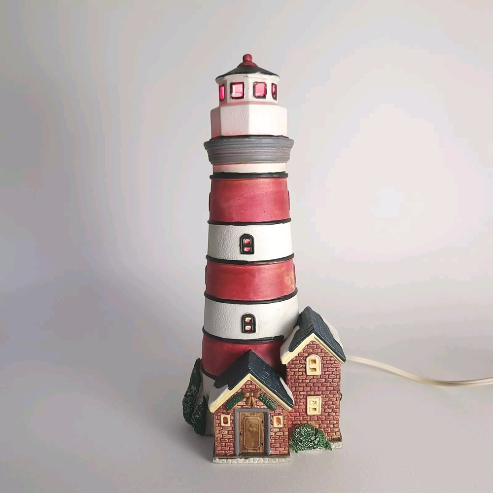 Lemax 1998 Vintage Nautical Lighthouse Christmas Decor 10.5 Inch Tall Tested