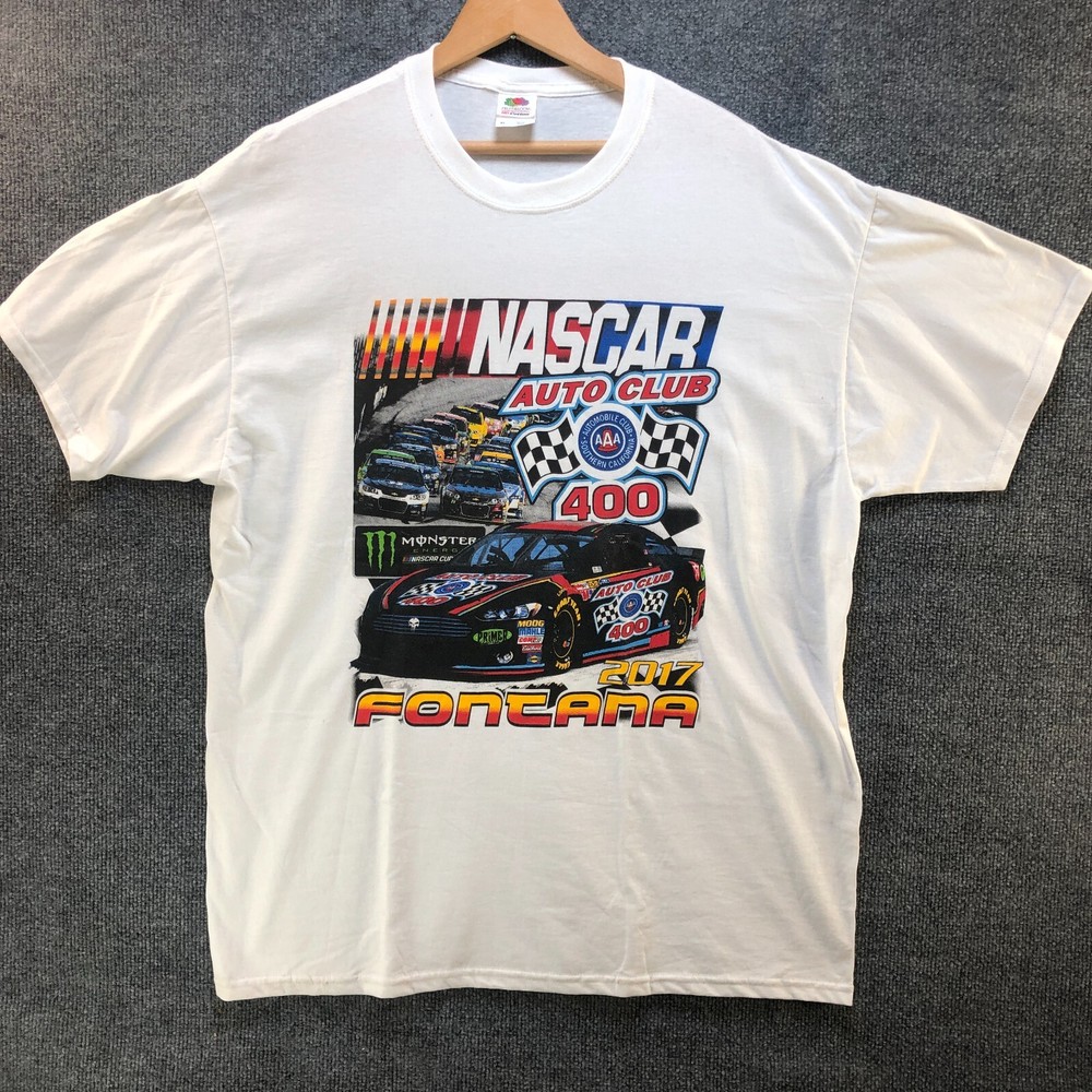 2017 NASCAR Auto Club 400 Fruit of the LoomWhite T-Shirt Men's Size XL