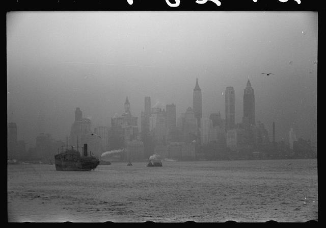 Photo:New York Harbor NY 1941 Freighter Manhattan Skyline Ship