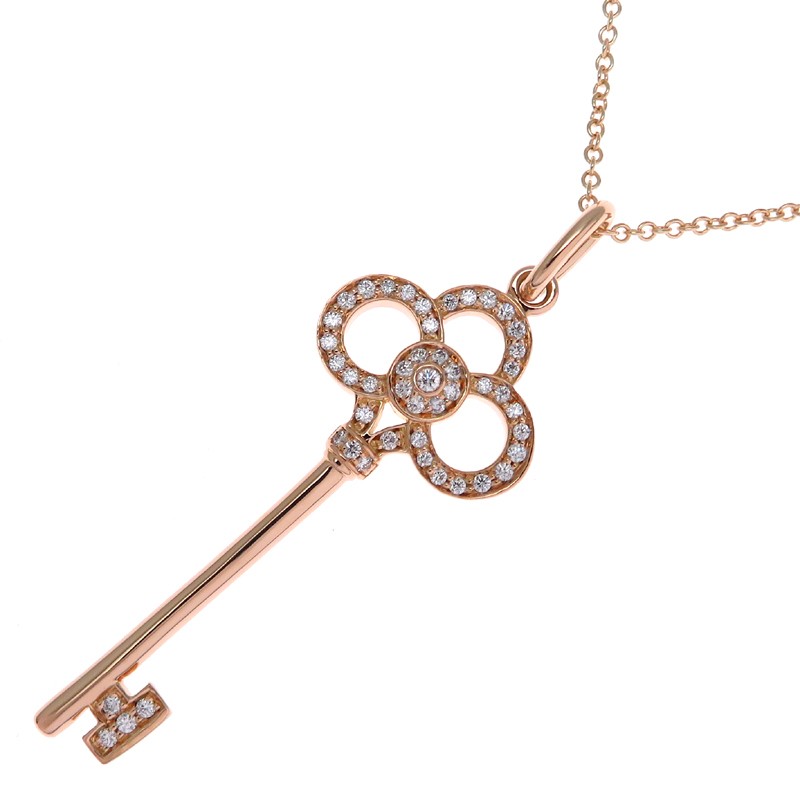 Tiffany & Co.       Crown Key Diamond Necklace 750 Pink Gold 641769