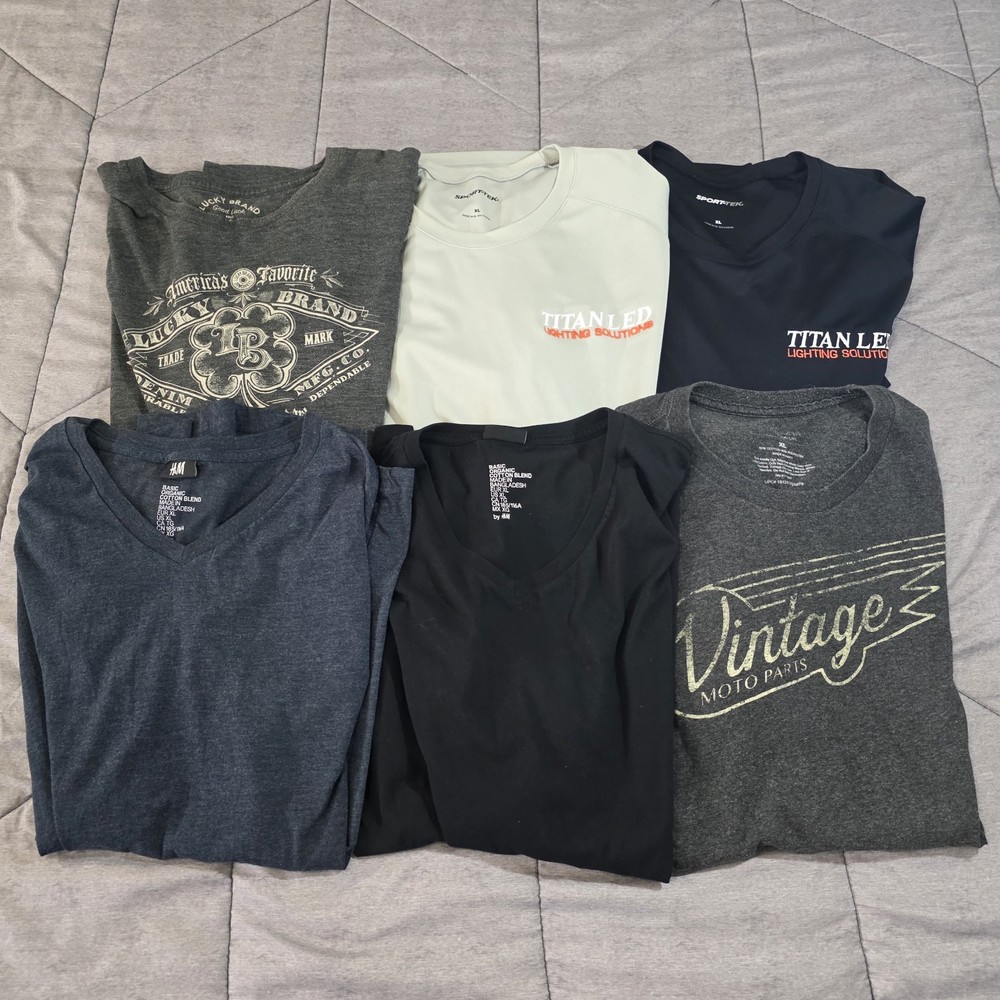 Lot Of 6 Men's XL T-Shirts - Sport-Tek, H&M, Lucky Brand