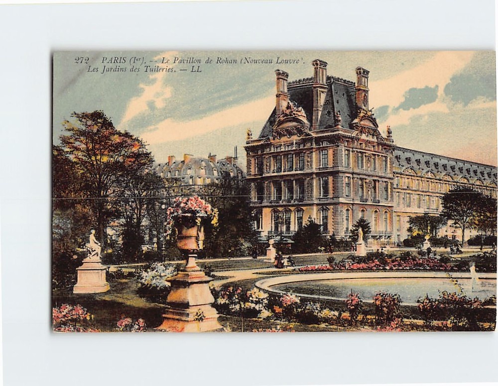 Postcard Les Jardins des tuileries Le Pavillon de Rohan Paris France