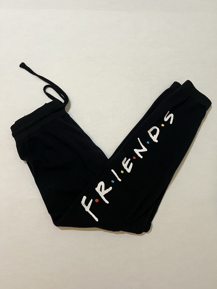 Women's Friends Logo Jogger Style Black Sweatpants Size Small Drawstring