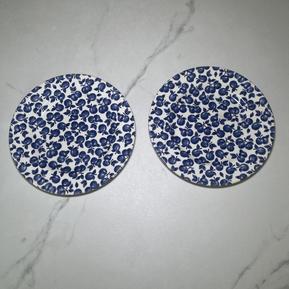 Eit Blue By English Ironstone Set (2) Blue / White Fruit Leaves 7