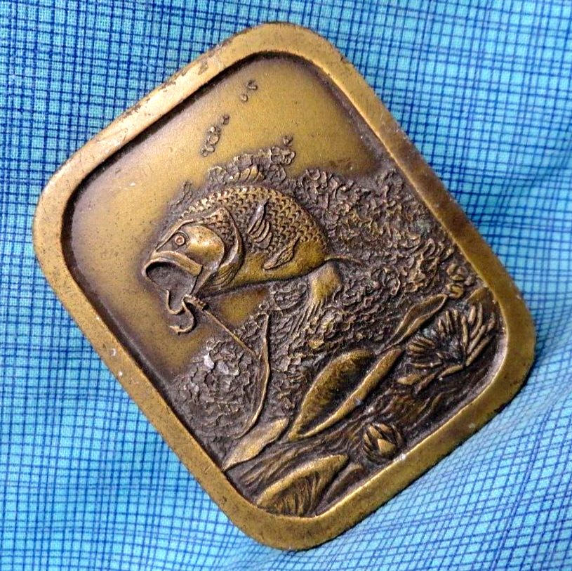 Fishing Belt Buckle Sportsman Vintage 70s For Kauai Leather Hawaii By IMC.TAZ342