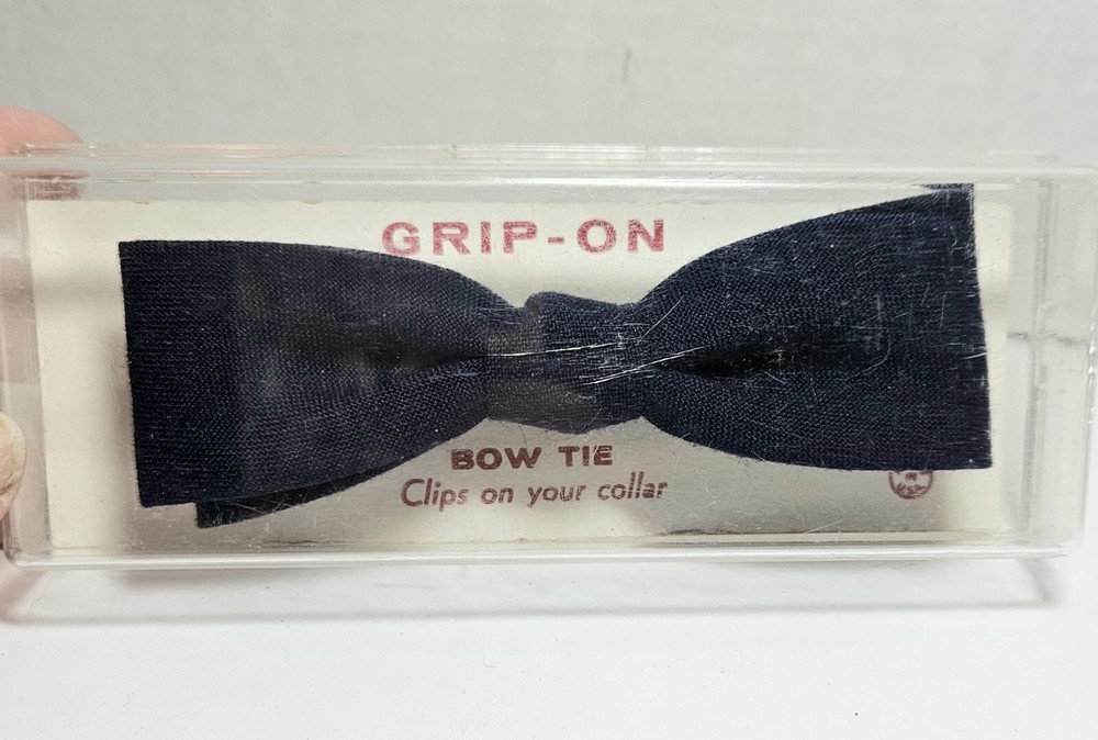 Vintage Clip-On Bow Ties in Navy Blue and Classic Black