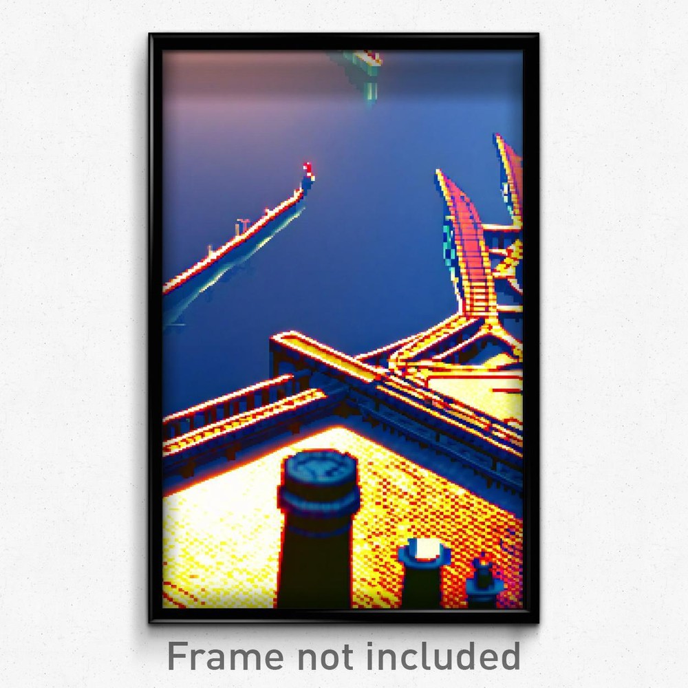 Pixel Art Poster - Dizzying Port (8 Bit Psychedelic Trippy Video Game Print)