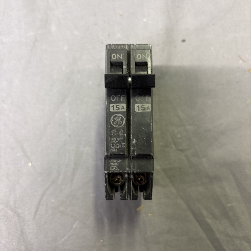 GE THQP215 Breaker 15A 2-Pole 120/240V 10kA Thin Series Plug-In Thermal Magnetic