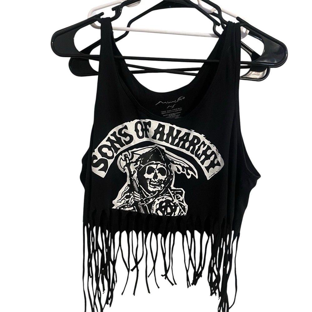 Women’s Sons of Anarchy Black Fringe Custom Top | Miami Style | One Size M or L