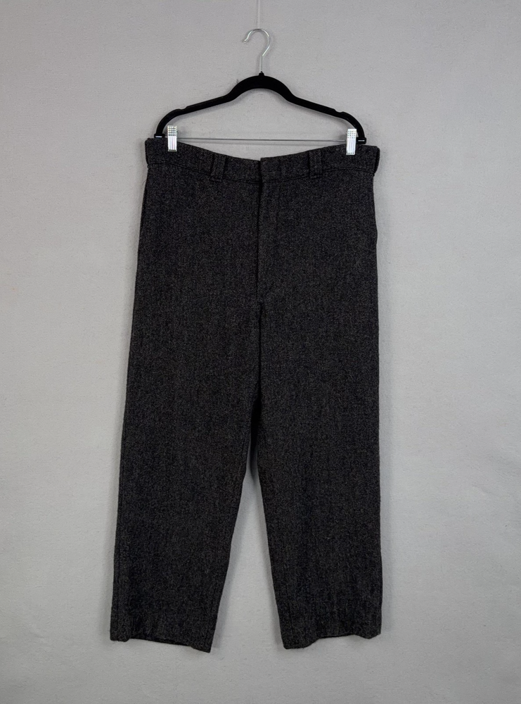 Vintage LL Bean Pants Mens 38 Gray Wool Herringbone Hunting Dress Slacks USA